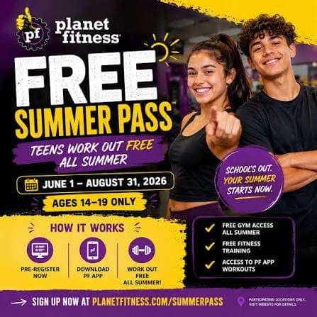Featured image for “Youth- Free Gym Pass this summer”